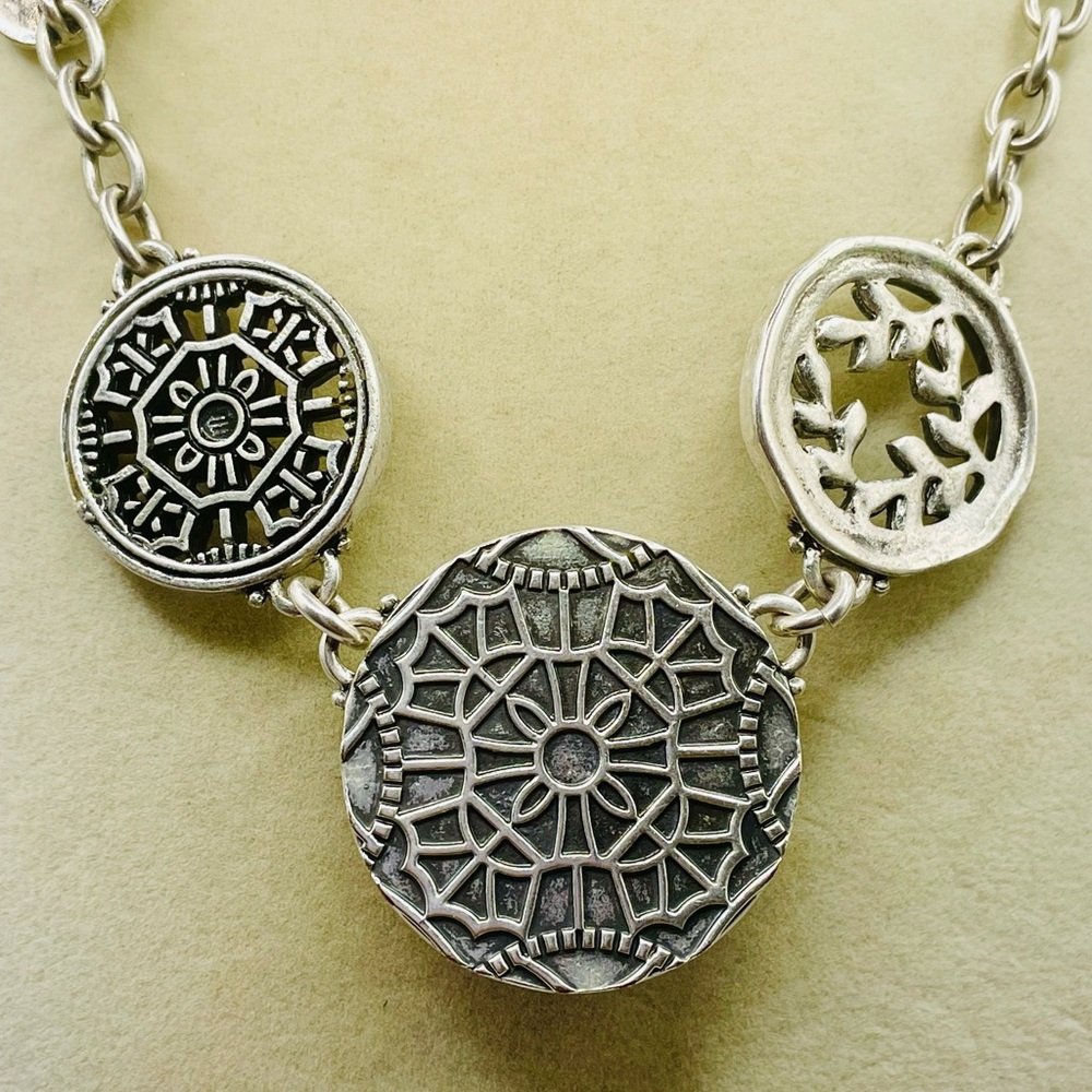 Lucky Brand Red And Silver Necklace With Circular… - image 4